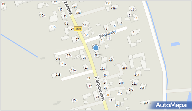 Opole, Partyzancka, 28, mapa Opola