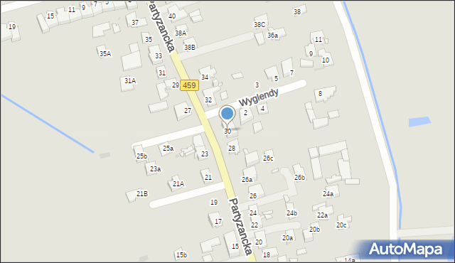 Opole, Partyzancka, 30, mapa Opola