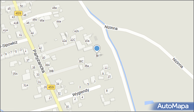 Opole, Partyzancka, 38, mapa Opola