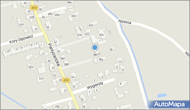 Opole, Partyzancka, 38C, mapa Opola