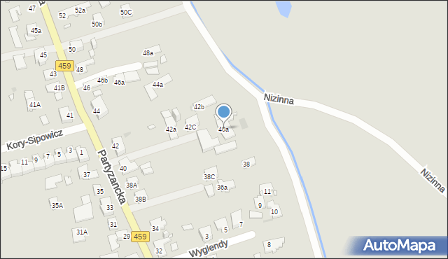 Opole, Partyzancka, 40a, mapa Opola