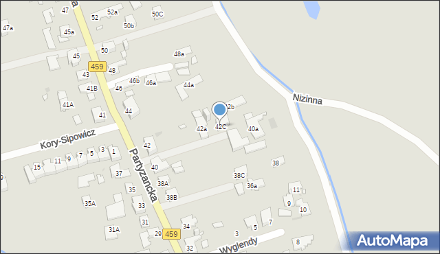 Opole, Partyzancka, 42C, mapa Opola