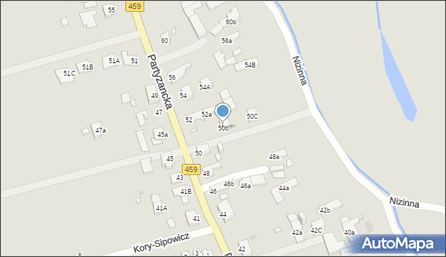 Opole, Partyzancka, 50b, mapa Opola