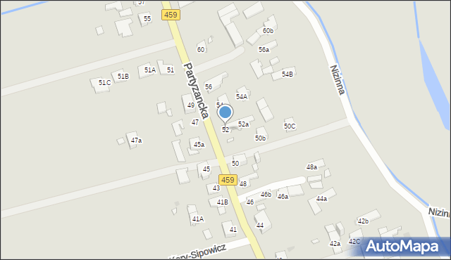 Opole, Partyzancka, 52, mapa Opola