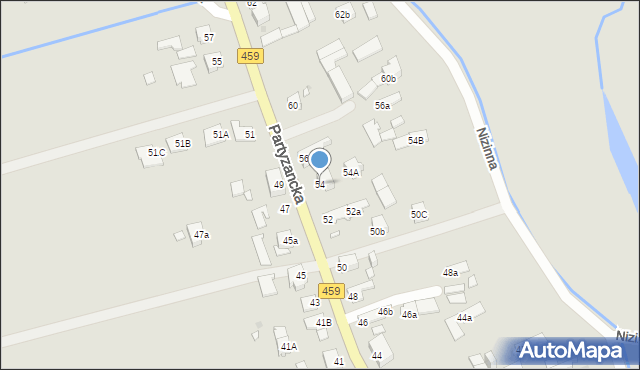 Opole, Partyzancka, 54, mapa Opola