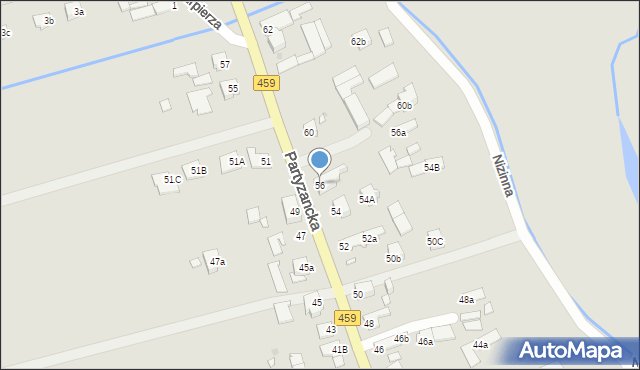 Opole, Partyzancka, 56, mapa Opola