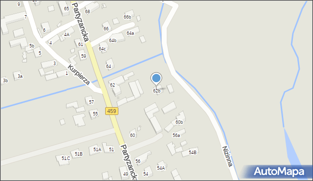 Opole, Partyzancka, 62b, mapa Opola