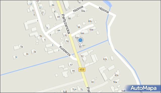 Opole, Partyzancka, 64, mapa Opola