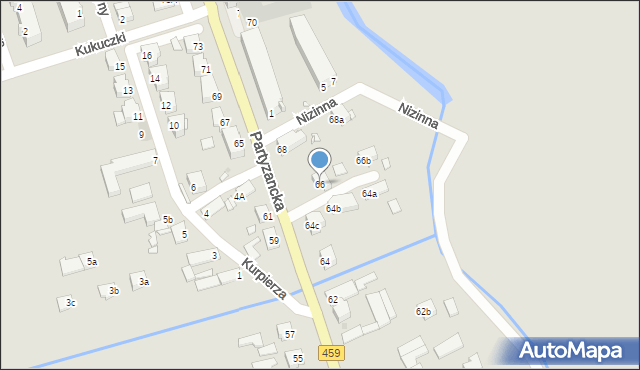 Opole, Partyzancka, 66, mapa Opola