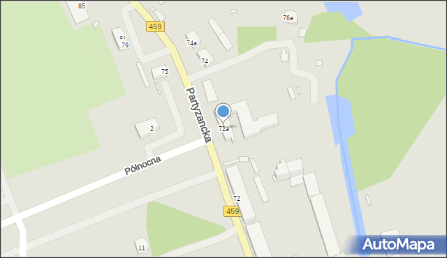 Opole, Partyzancka, 72a, mapa Opola