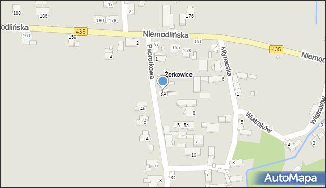 Opole, Paprotkowa, 3A, mapa Opola