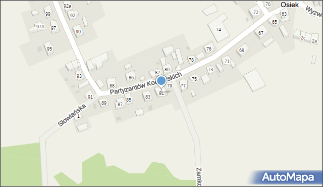 Osiek, Partyzantów Kociewskich, 81, mapa Osiek