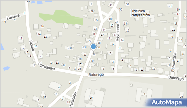 Ostrów Lubelski, Partyzantów, 32, mapa Ostrów Lubelski