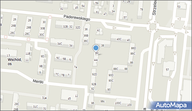 Ostrów Wielkopolski, Paderewskiego Ignacego Jana, 44a, mapa Ostrów Wielkopolski