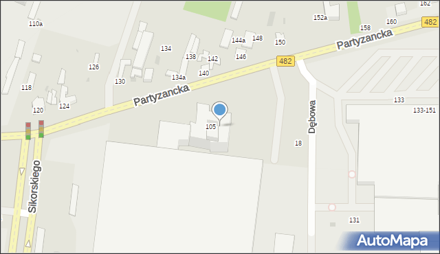 Pabianice, Partyzancka, 105/127, mapa Pabianic