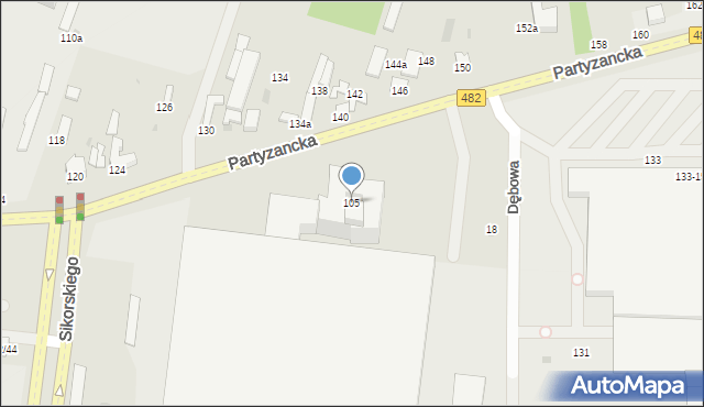 Pabianice, Partyzancka, 105, mapa Pabianic