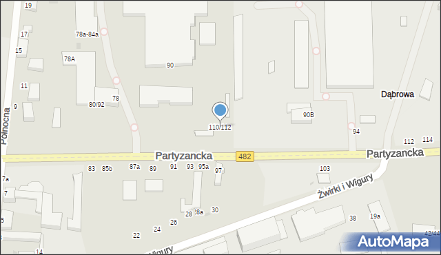 Pabianice, Partyzancka, 110/112, mapa Pabianic