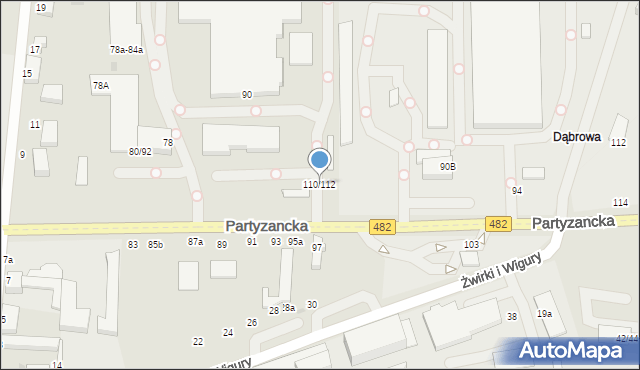 Pabianice, Partyzancka, 110/112, mapa Pabianic