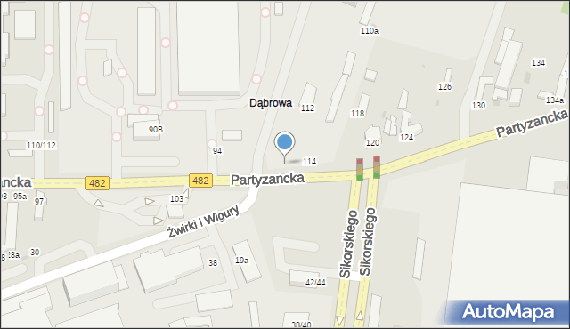 Pabianice, Partyzancka, 112, mapa Pabianic