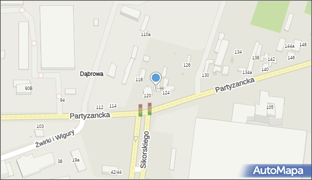 Pabianice, Partyzancka, 122, mapa Pabianic