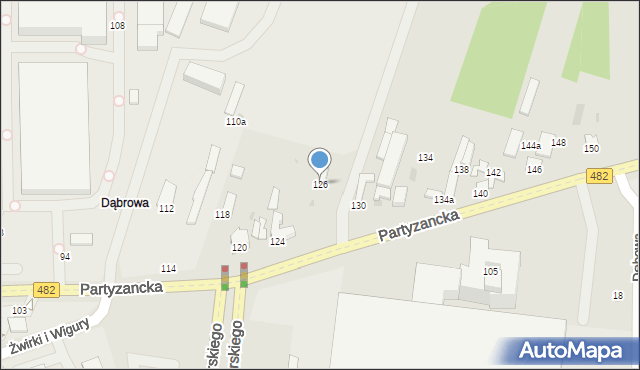 Pabianice, Partyzancka, 126, mapa Pabianic