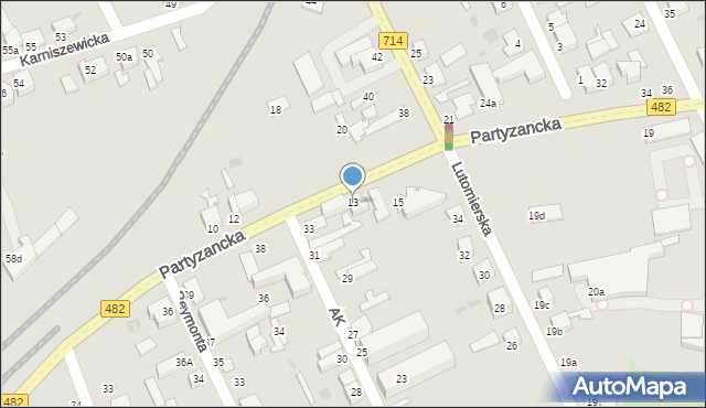 Pabianice, Partyzancka, 13, mapa Pabianic