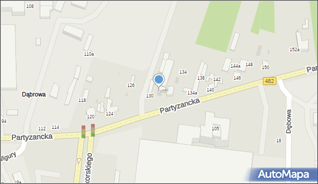 Pabianice, Partyzancka, 132, mapa Pabianic