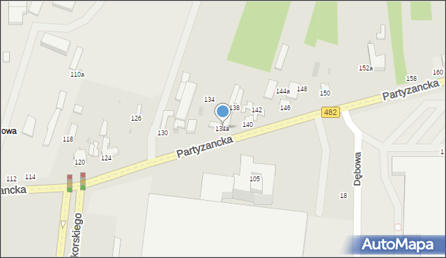 Pabianice, Partyzancka, 134a, mapa Pabianic