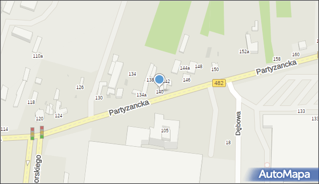 Pabianice, Partyzancka, 140, mapa Pabianic