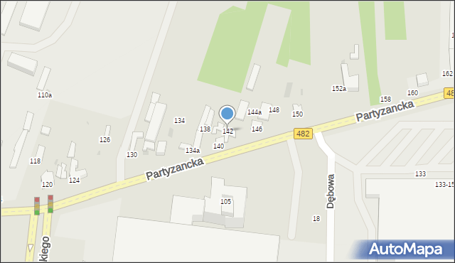 Pabianice, Partyzancka, 142, mapa Pabianic