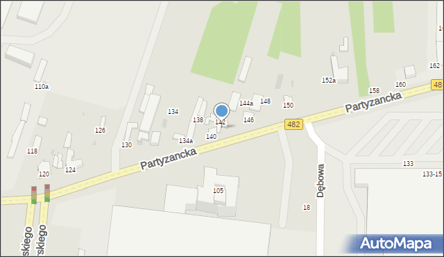 Pabianice, Partyzancka, 144, mapa Pabianic