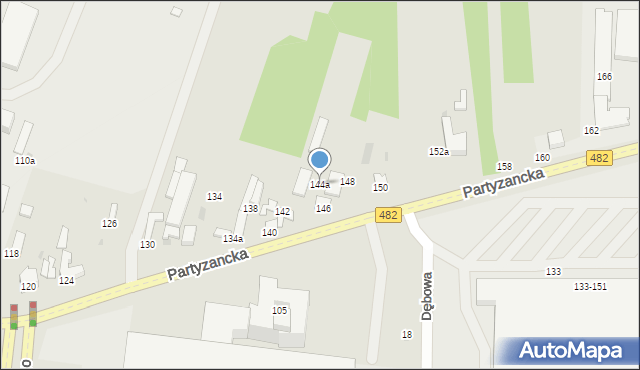 Pabianice, Partyzancka, 144a, mapa Pabianic