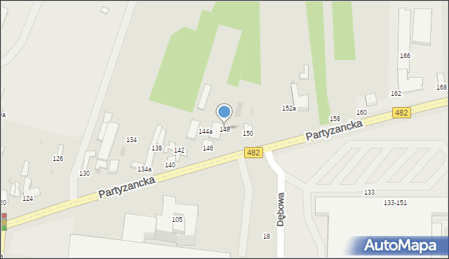 Pabianice, Partyzancka, 148, mapa Pabianic