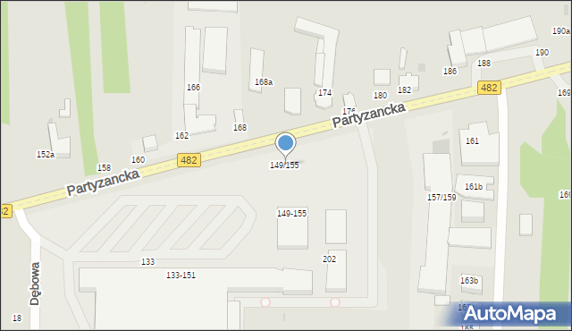 Pabianice, Partyzancka, 149/155, mapa Pabianic