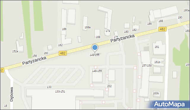 Pabianice, Partyzancka, 149/155, mapa Pabianic