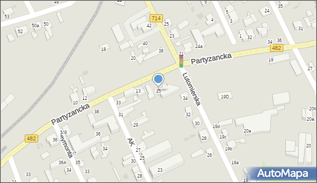 Pabianice, Partyzancka, 15, mapa Pabianic