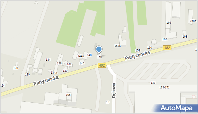 Pabianice, Partyzancka, 150, mapa Pabianic