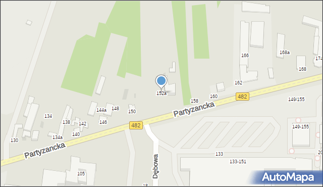 Pabianice, Partyzancka, 152a, mapa Pabianic