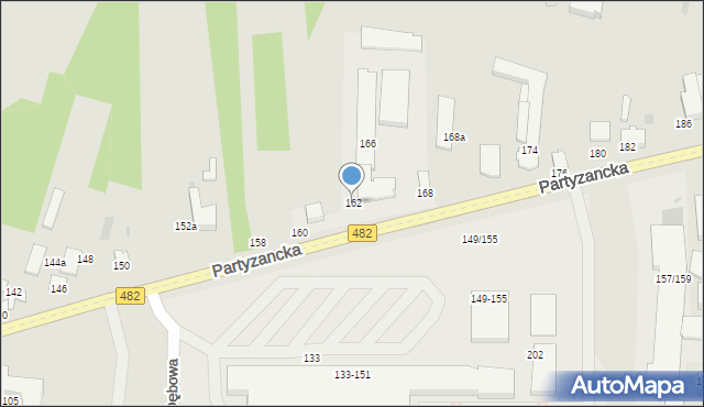 Pabianice, Partyzancka, 162, mapa Pabianic