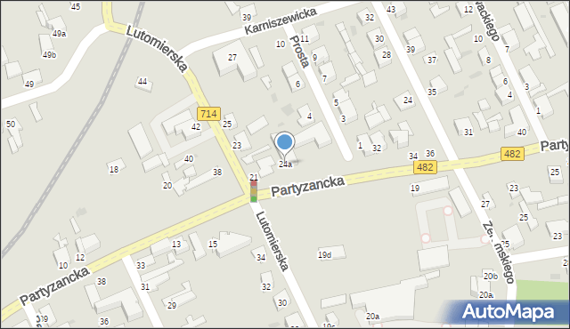 Pabianice, Partyzancka, 24a, mapa Pabianic