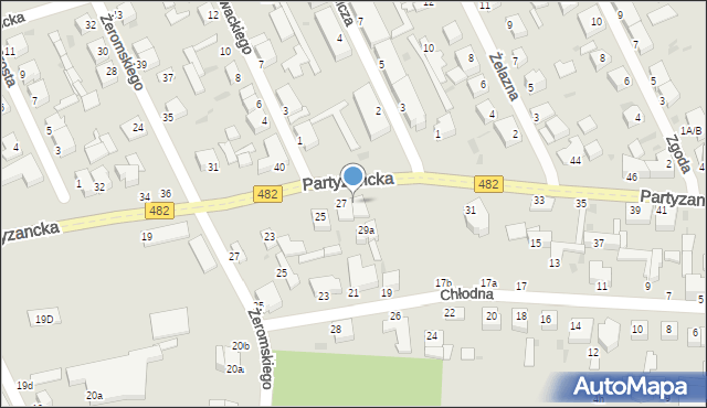 Pabianice, Partyzancka, 29, mapa Pabianic