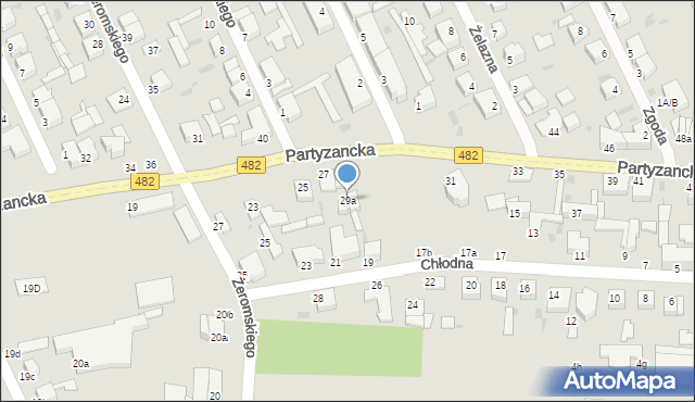 Pabianice, Partyzancka, 29a, mapa Pabianic