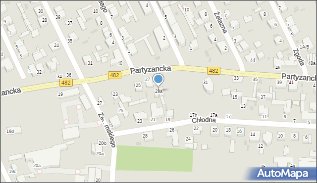 Pabianice, Partyzancka, 29a, mapa Pabianic