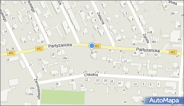 Pabianice, Partyzancka, 31, mapa Pabianic