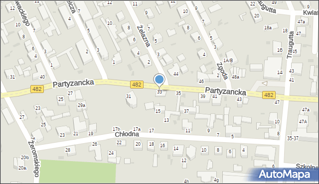 Pabianice, Partyzancka, 33, mapa Pabianic
