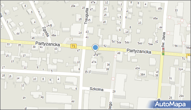 Pabianice, Partyzancka, 47a, mapa Pabianic