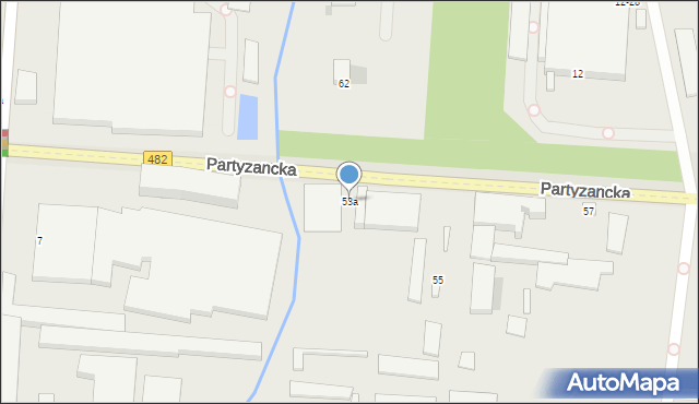 Pabianice, Partyzancka, 53a, mapa Pabianic