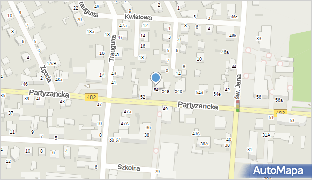 Pabianice, Partyzancka, 54, mapa Pabianic