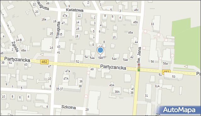 Pabianice, Partyzancka, 54b, mapa Pabianic