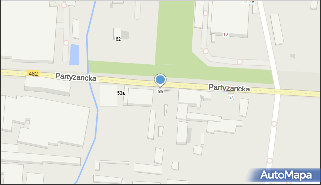 Pabianice, Partyzancka, 55, mapa Pabianic